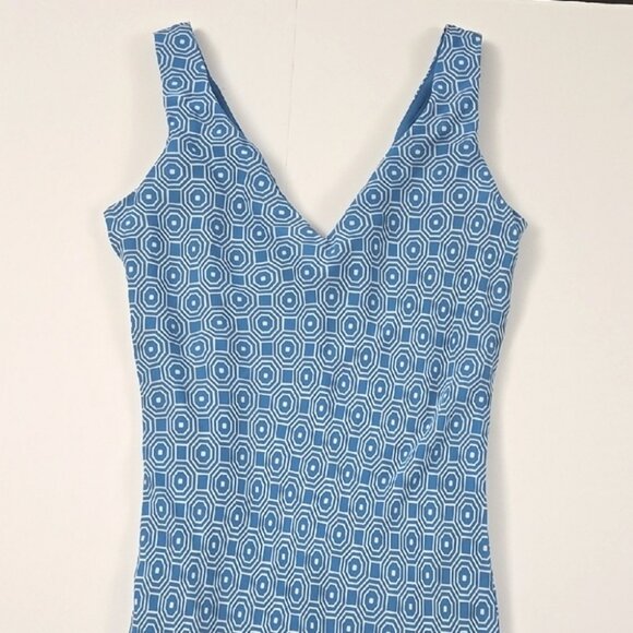 Jones New York Signature Blue White V Neck Sleeveless Dress Silk Lining  Size 4 - Picture 4 of 13